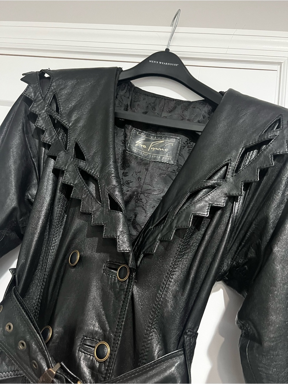 Black Leather Trench Coat with Belt are by Eva Popović costume design - Picture 2 of 9